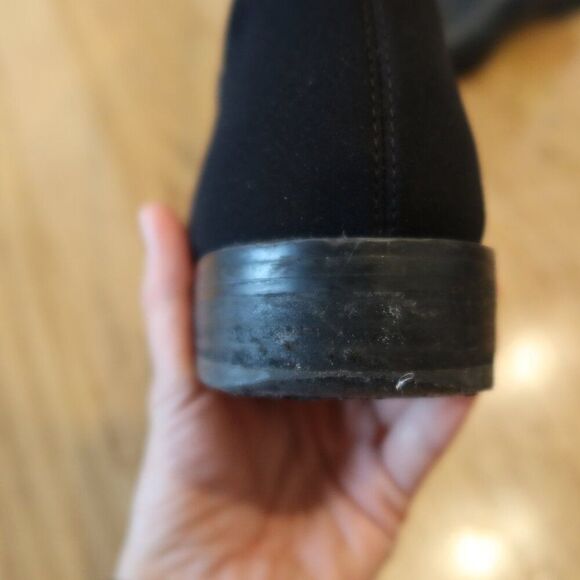 STUART WEITZMAN Keelan leather boots knee high black sz 7 pull on stretch winter - Picture 7 of 13